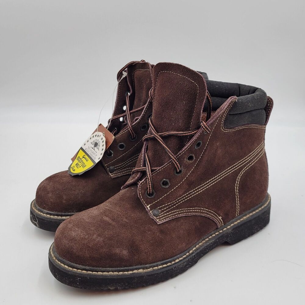 Steel Toe Nubuck Leather Work Construction Boots Goodyear Welt Genuine Leather 7